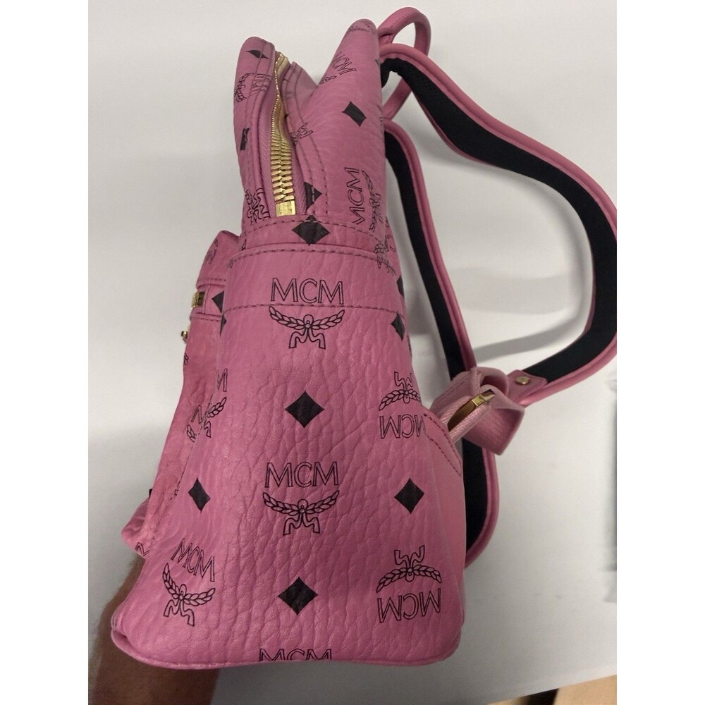 MCM Visetos Studded Small Stark M Backpack Pink w/ COA Y5382 - Picture 4 of 7